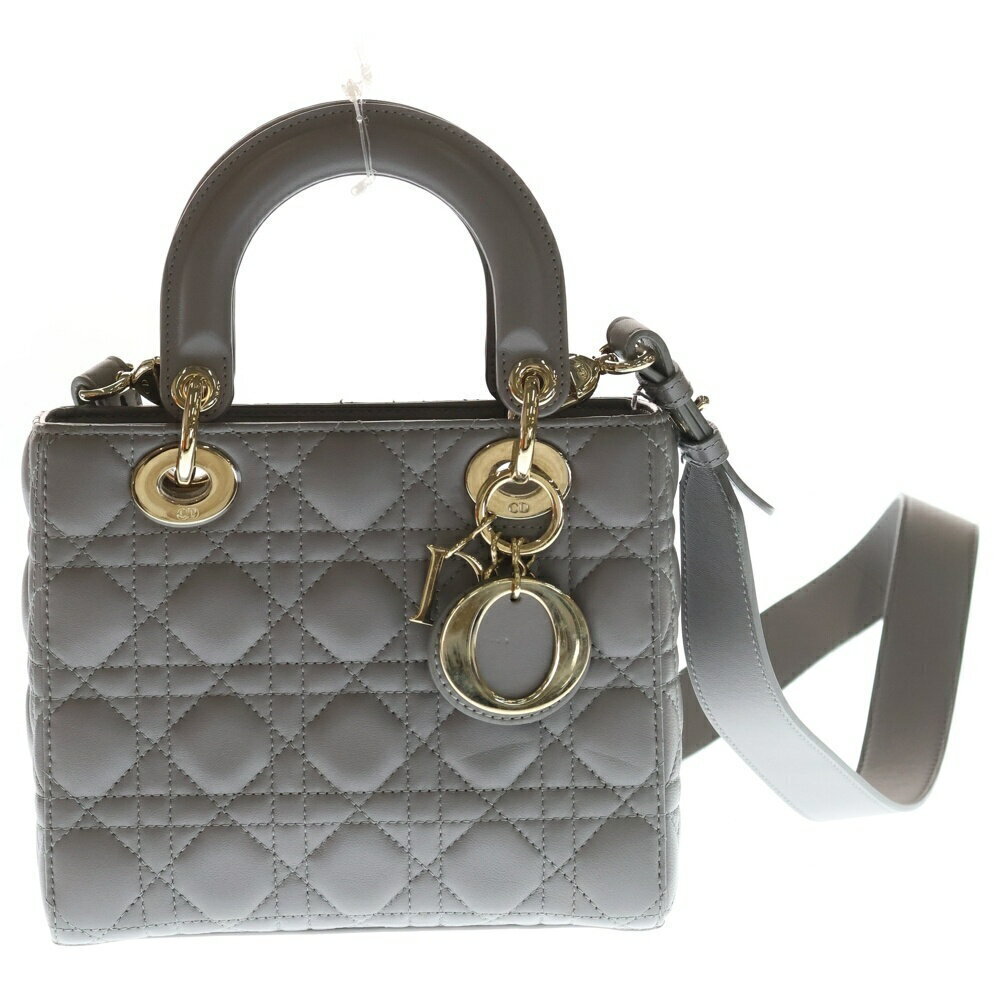 Christian Dior My Lady Cannage Shoulder Bag Handbag Gray Lambskin